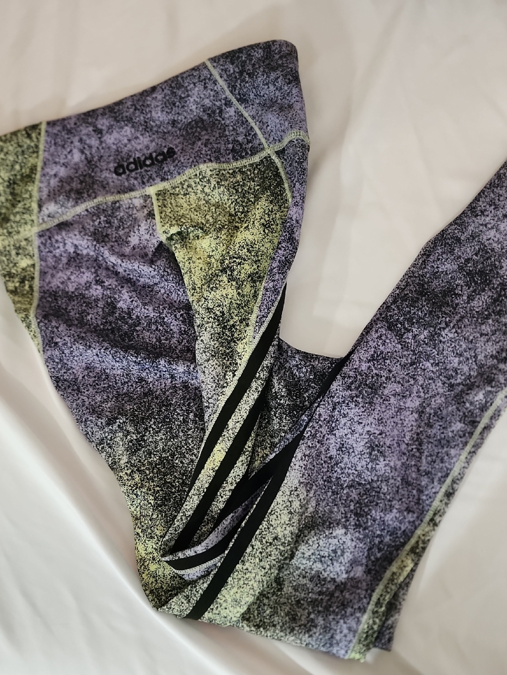 adidas Purple and Lime Speckled Performance Leggings
